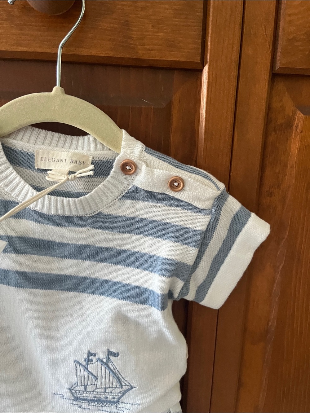 Elegant Baby Blue Stripe Nautical Kids Matching Set Knit Adventure Cargo Sz. 3-6 - Picture 8 of 15